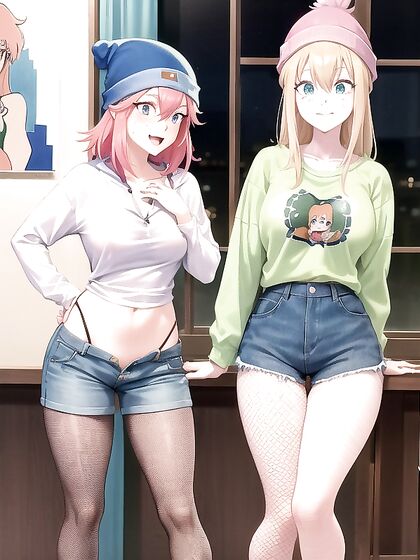 Freckled Cuties Wrapped in Pastel-Colored Extra Large Hoodies for Steamy Hentai AI Image