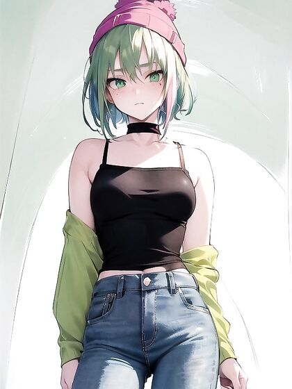 Pastel Green Hoodie Wears Her Extra Large Size in Seductive Hentai AI Image