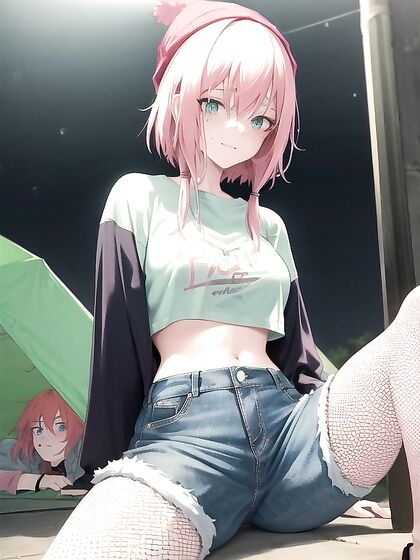 Pastel-Colored Green Outfit and XL Hoodie in Seductive Hentai AI Image