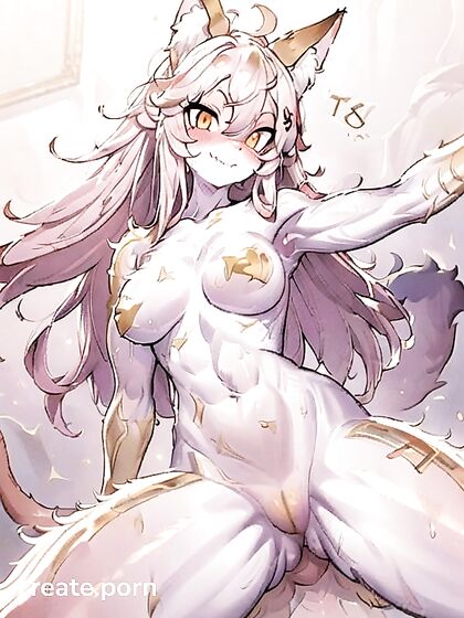 Smug Erotic Girl 18+ with Golden Eyes and a Flawless Face in Hentai AI Image