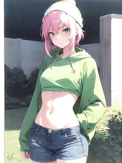 Freckled Cutie in Pastel-Colored XL Hoodie Seduces in Hentai'action-packedImage