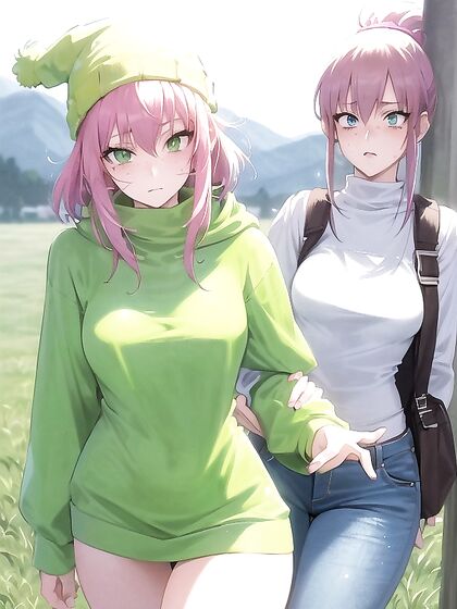 Freckled Girl 18+ in Green Clothes and Oversized Hoodie Nails It in Hentai AI Image