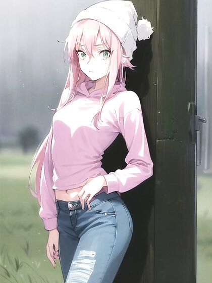 Freckled Beauty in Extra Large Green Hoodie for Steamy Hentai AI Image