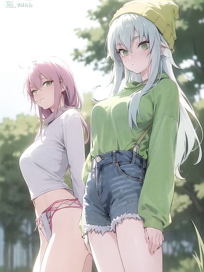 Freckled Beauty in Green and Pastel-Colored Outfit Enjoys Intense Hentai Pleasure