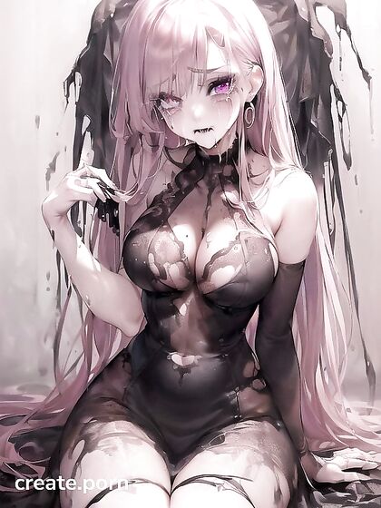 Goth Bride Kneels for Tear-Stained Blowjob with Smudged Makeup and Pleading Mouth