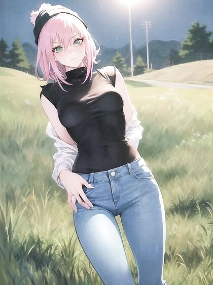 Pastel-Colored Green Outfit and XL Hoodie in Seductive Hentai AI Image