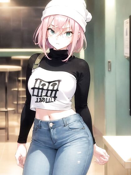 Pastel-Colored Green Outfit and XL Hoodie in Seductive Hentai AI Image