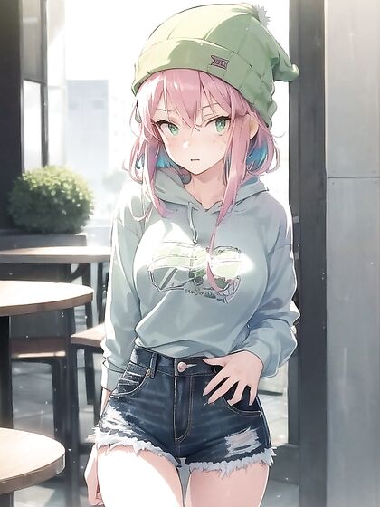 Pastel Green Hoodie Seduction - Extra Large Temptation in Hentai Fantasy