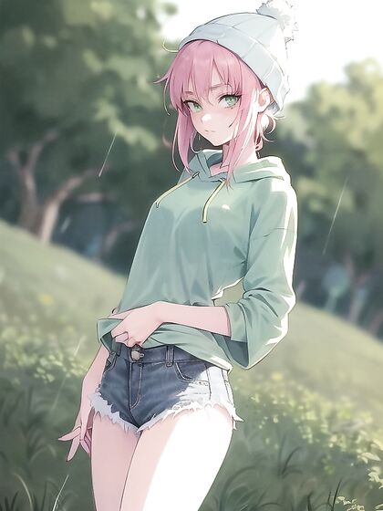 Freckled Girl 18+ in Green and Pastel-Colored Outfit EnjoysSTEAMY Hentai AI Image