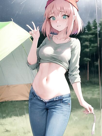 Freckled Beauty in Green Hoodie Seduces with Extra-large Hentai Pleasure
