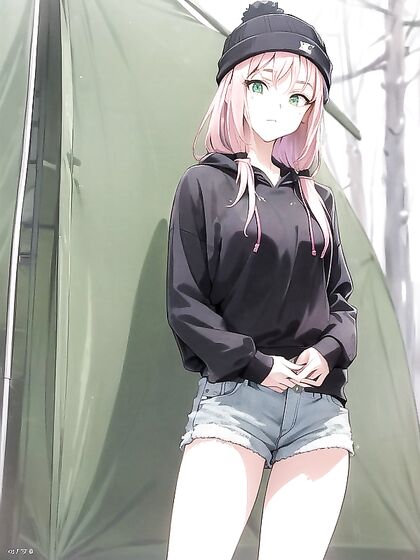 Freckled Beauty in Green Clothes Wears Oversized Hoodie for Horny Hentai Fun