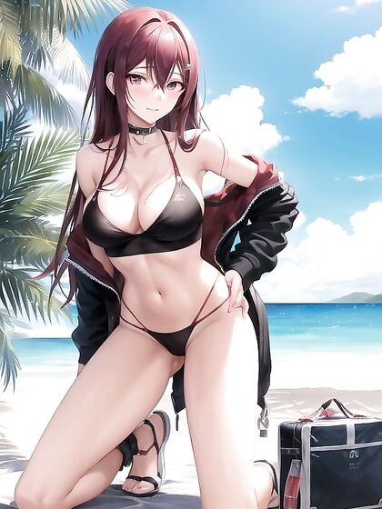 Touko Fukawa from Danganronpa Wears Slingshot Bikini in Bimbo Hentai Delight
