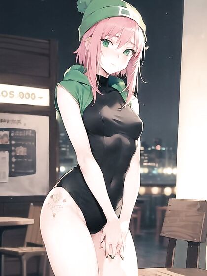 Freckled Beauty in Green Hoodie Seduces with hentai Passion
