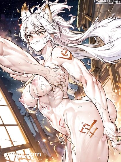 Foxy-chan with Golden Eyes and Fluffy Tail Seduces in Hot Hentai AI Image