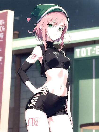 Freckled Girl 18+ in Oversized Green Hoodie Takes On Hentai AI Image