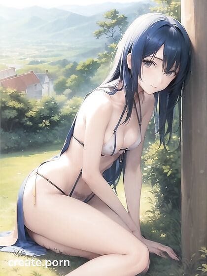 Blue-Haired Beauty with Stunning Tits Seduces a Distant Village in hentaiErotica