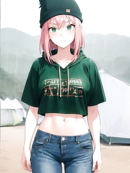 Freckled Girl 18+ in Green Clothes and Oversized Hoodie Nails Hentai Pleasure