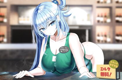 Horny AF Aqua Babe Giving Out XXX HENTAI PICS on Command!