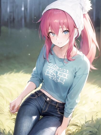 Freckled Girl 18+ in Green Clothing and XL Hoodie Dives into Hot Hentai AI Image