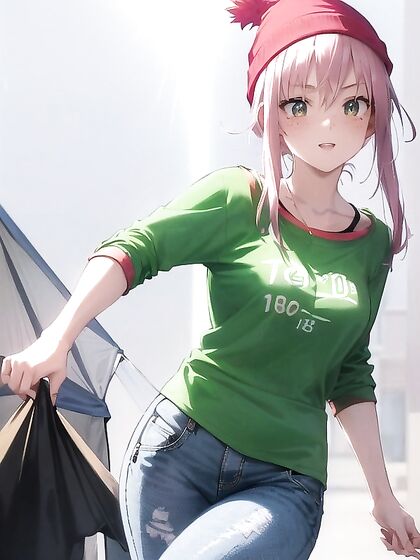 Freckled Beauty in Green Hoodie Seduces in Steaming Hentai AI Image
