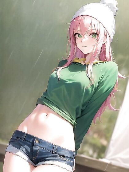 Freckled Beauty in Extra Large Hoodie and Green Outfit Takes Hentai Pleasure to New Heights