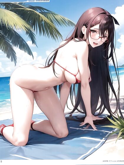 Touko Fukawa in Tiny 18+ Bikini for Steamy Bimbo Hentai AI Image
