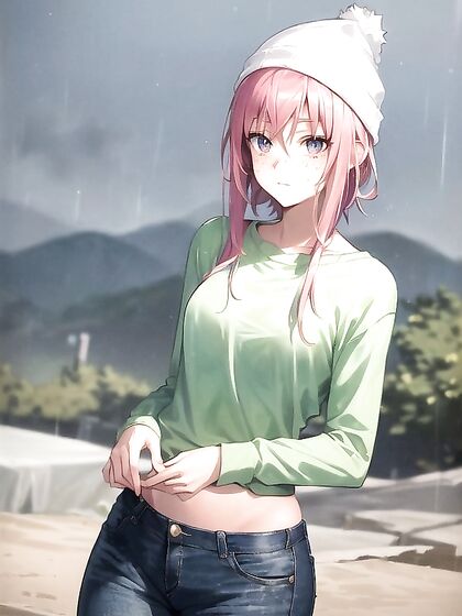 Freckled Beauty in Green Hoodie Seduces in Steamy Hentai AI Image
