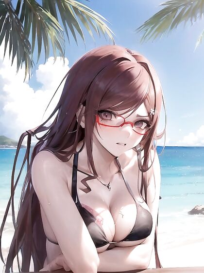 Touko Fukawa from Danganronpa Wears Micro Bikini for steamy Hentai AI Image