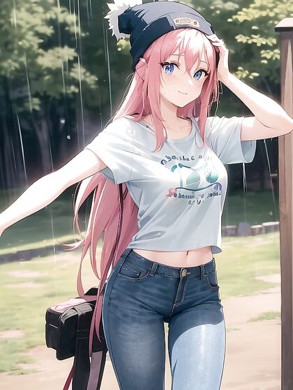 Freckled Beauty in a Oversized Hoodie and Green Outfit Takes On Sensual Hentai AI Image