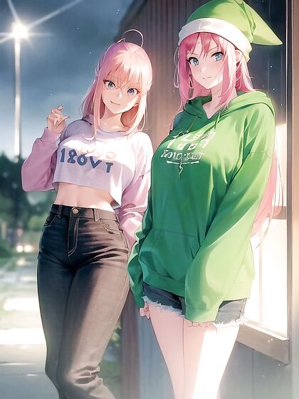 Freckled Beauty Wears Oversized Green Hoodie for Steamy Hentai AI Image