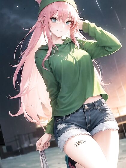 Freckled beauty in green hoodie enjoys extra-large hentai pleasure