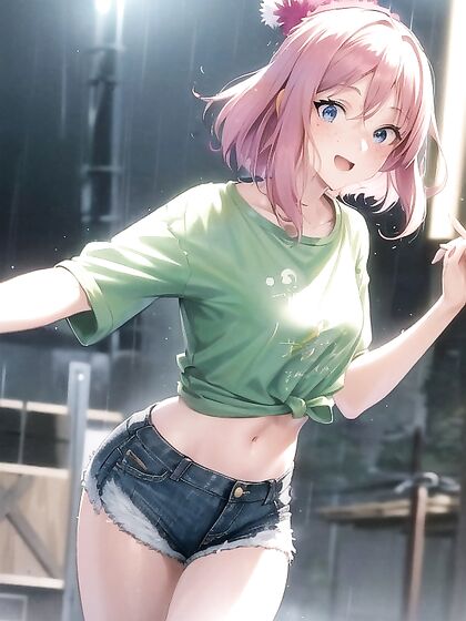 Freckled Girl 18+ in Green Hoodie Gets Wild in Busty Hentai AI Image