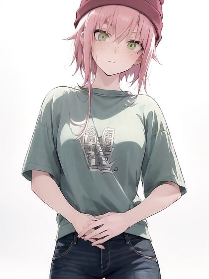 Freckled Beauty in a Oversized Hoodie and Green Outfit Seduces in HentaiErotica