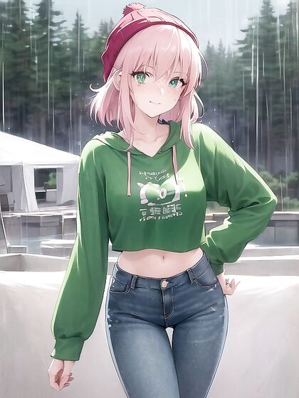 Freckled Beauty in Oversized Hoodie and Green Outfit Seduces in hentai