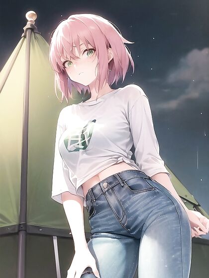 Freckled Beauty Wears Oversized Green Hoodie forSTEAMY Hentai AI Image