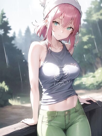 Freckled Goddess in Green Clothing and Extra Large Hoodie Hentai Bliss