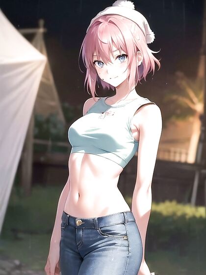 Freckled Beauty Wears Oversized Green Hoodie for Steamy Hentai AI Image