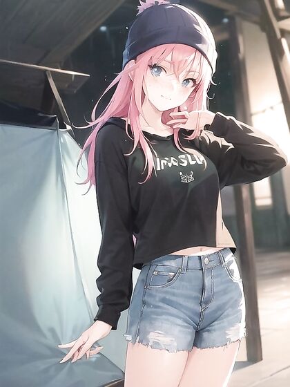 Freckled Beauty in Green Hoodie Seduces in steamy Hentai AI Image