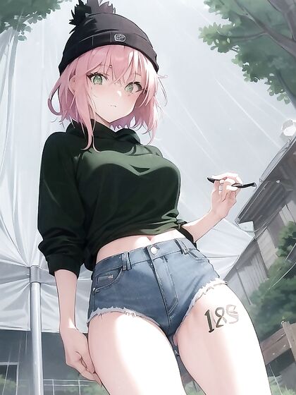 Freckled Beauty in Green Clothes and Oversized Hoodie for Steamy Hentai Pleasure