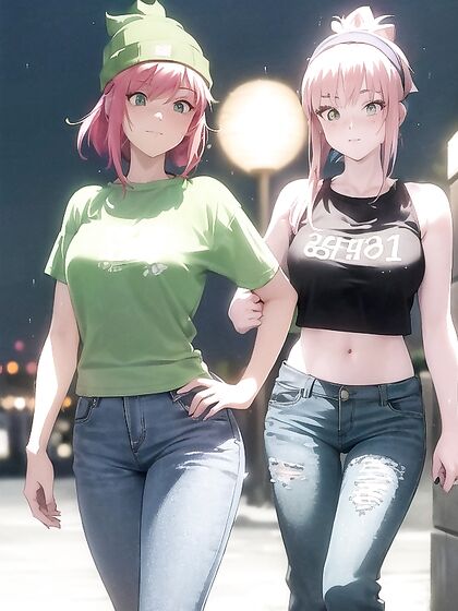 Freckled Girl 18+ in Green Clothes and XL Hoodie Gets Wild in Hentai AI Image