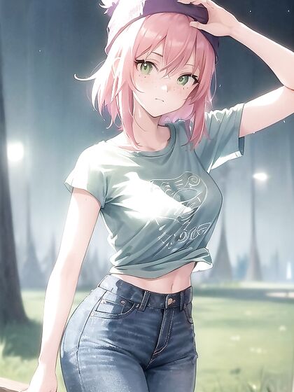Freckled Girl 18+ in Green Clothes and Oversized Hoodie Nails hentai fantasies