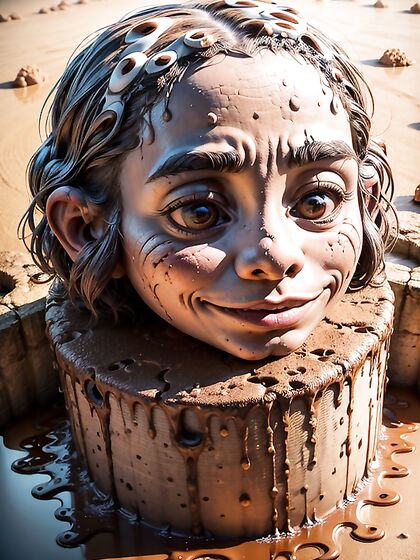 Cristin Milioti Splashes in Mud with Giant Head and Tiny 18+ Arms Hentai AI Image
