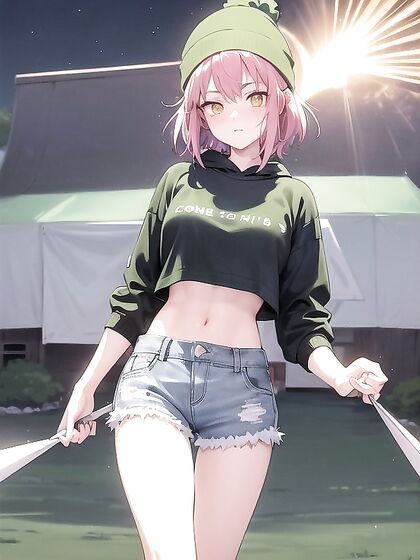 Freckled Girl 18+ in Green Hoodie Exploring hentai Pleasures