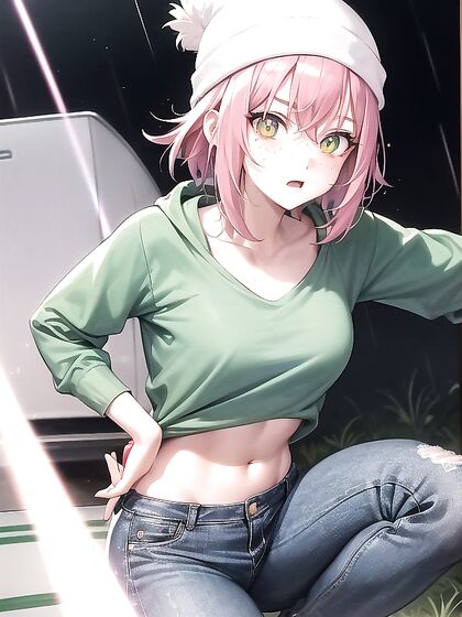 Freckled Beauty in Green Outfit Enjoying Sensual Hentai Pleasure
