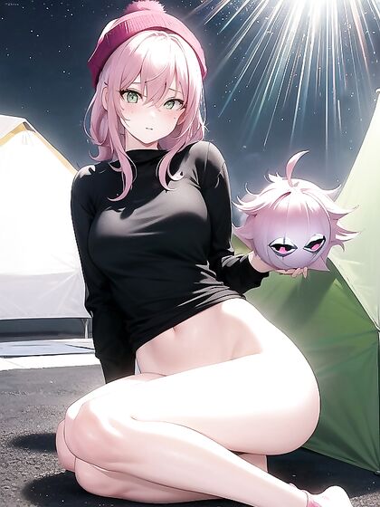 Freckled Beauty in Green Clothing and XL Hoodie for Steamy Hentai AI Image