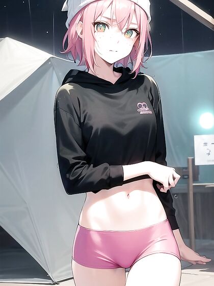 Freckled Beauty in Oversized Green Hoodie Exploring Hentai Desires