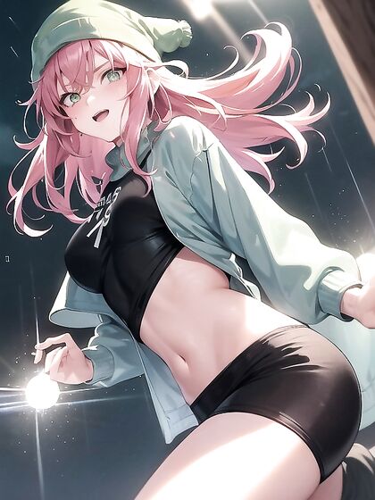 Freckled Girl 18+ in Green Clothing Wears Extra Large Hoodie for Steamy Hentai AI Image
