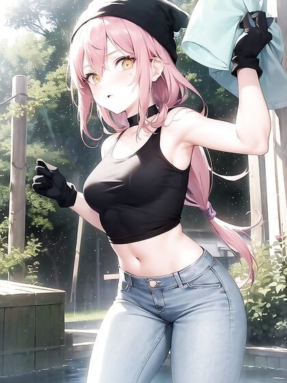 Freckled Beauty in Green Clothing Wears Extra Large Hoodie for Steamy Hentai AI Image