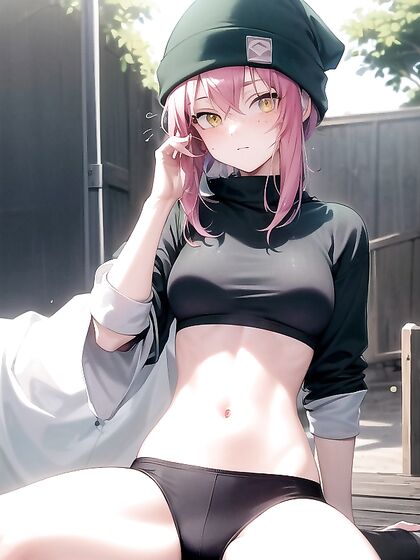 Freckled Girl 18+ in Green Clothing and Oversized Hoodie Enjoying Hentai Pleasure