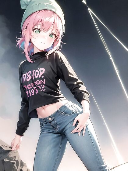 Freckled Beauty in Green Hoodie Seduces inmind-Blowing Hentai AI Image